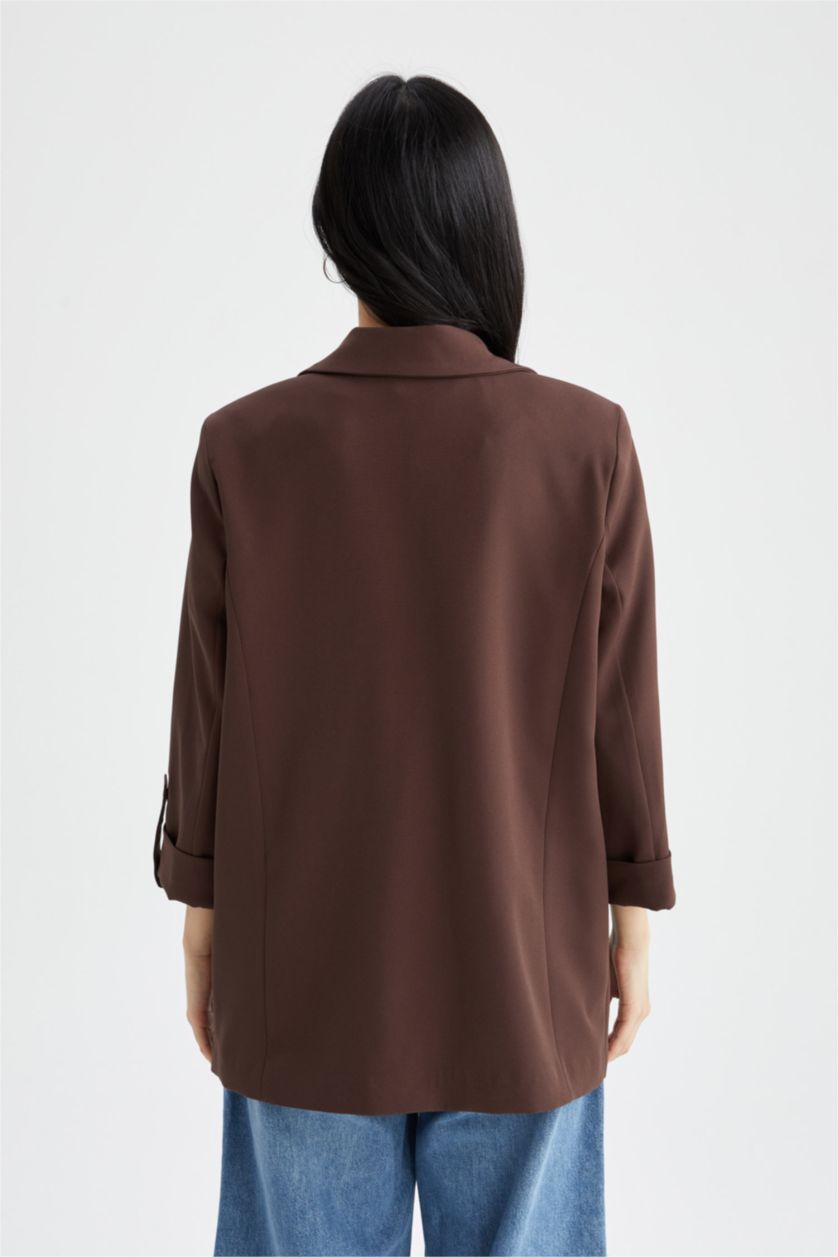 Kadın Kahve Regular Fıt Blazer Ceket