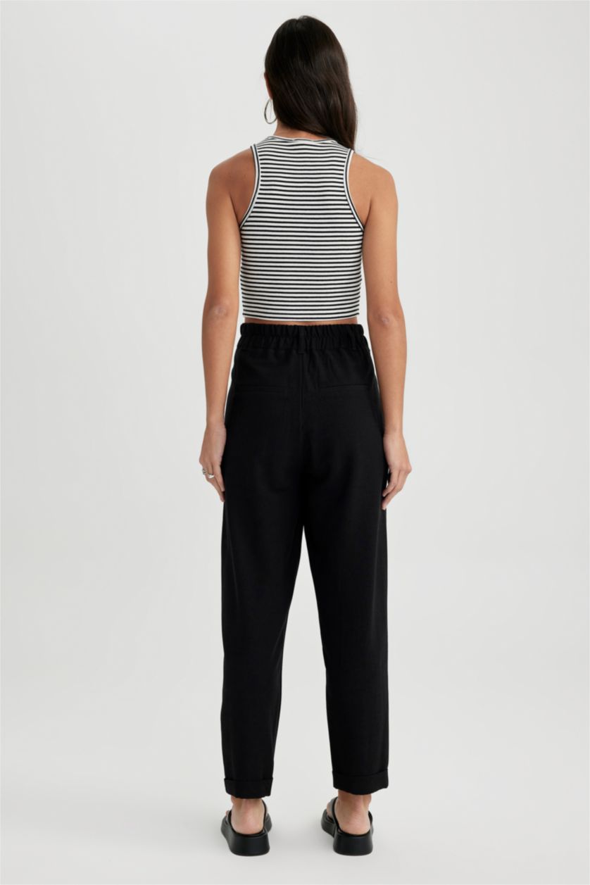 Kadın Siyah Yüksek Bel Slouchy Fit Pantolon