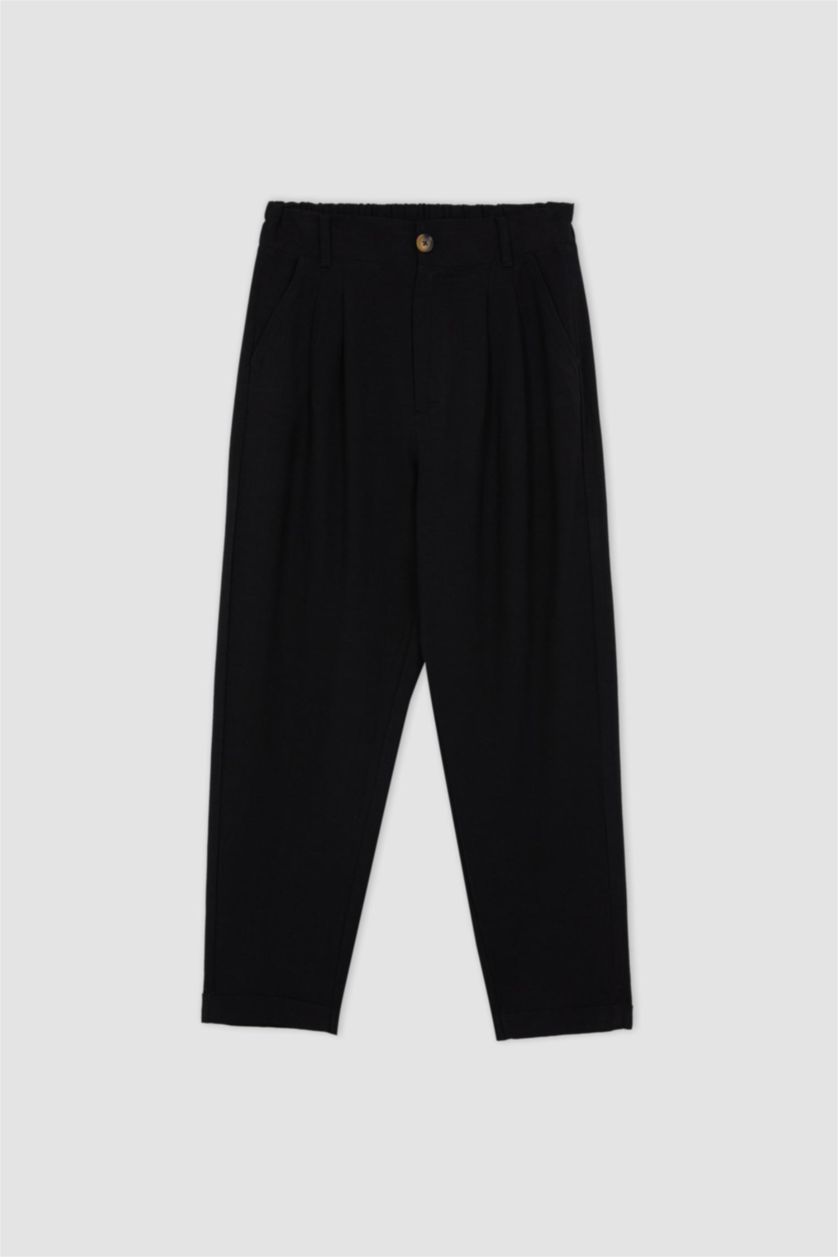 Kadın Siyah Yüksek Bel Slouchy Fit Pantolon