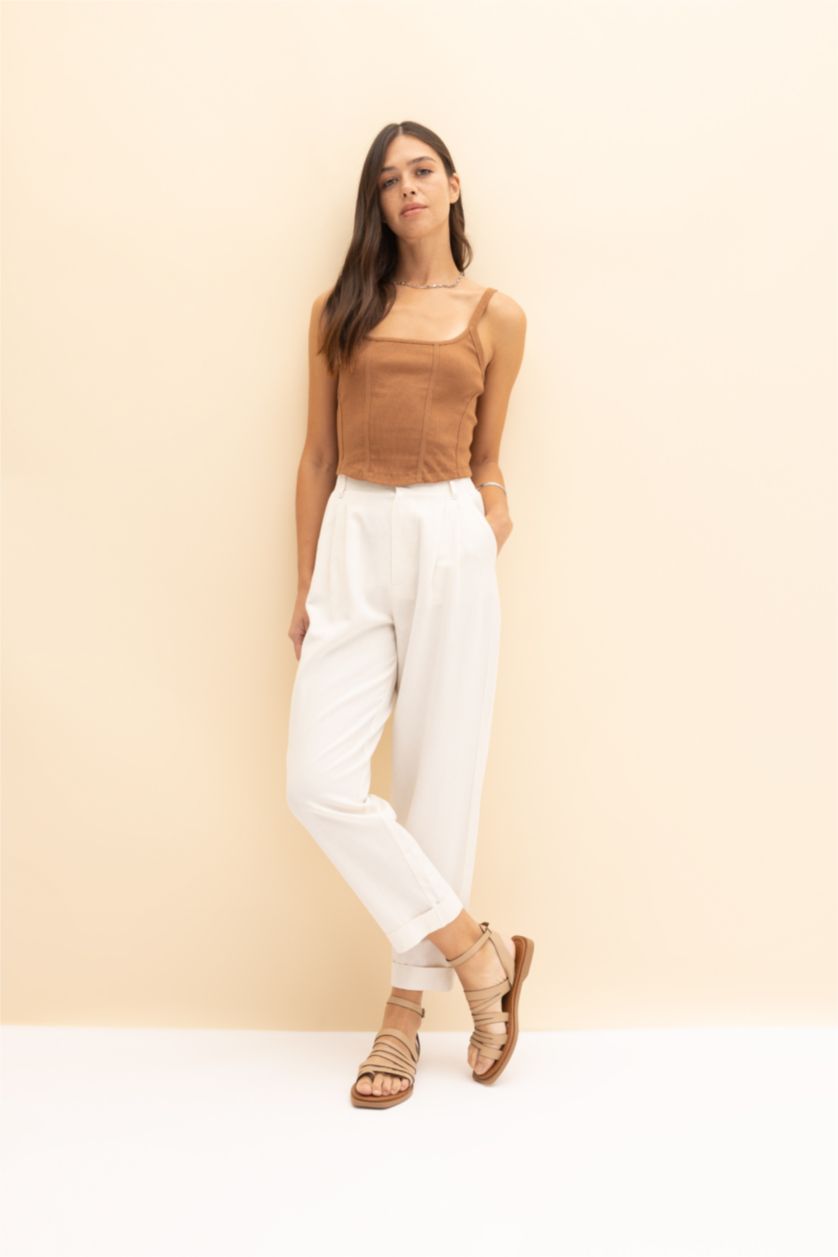 FEMME Écru Taille haute Coupe Ample