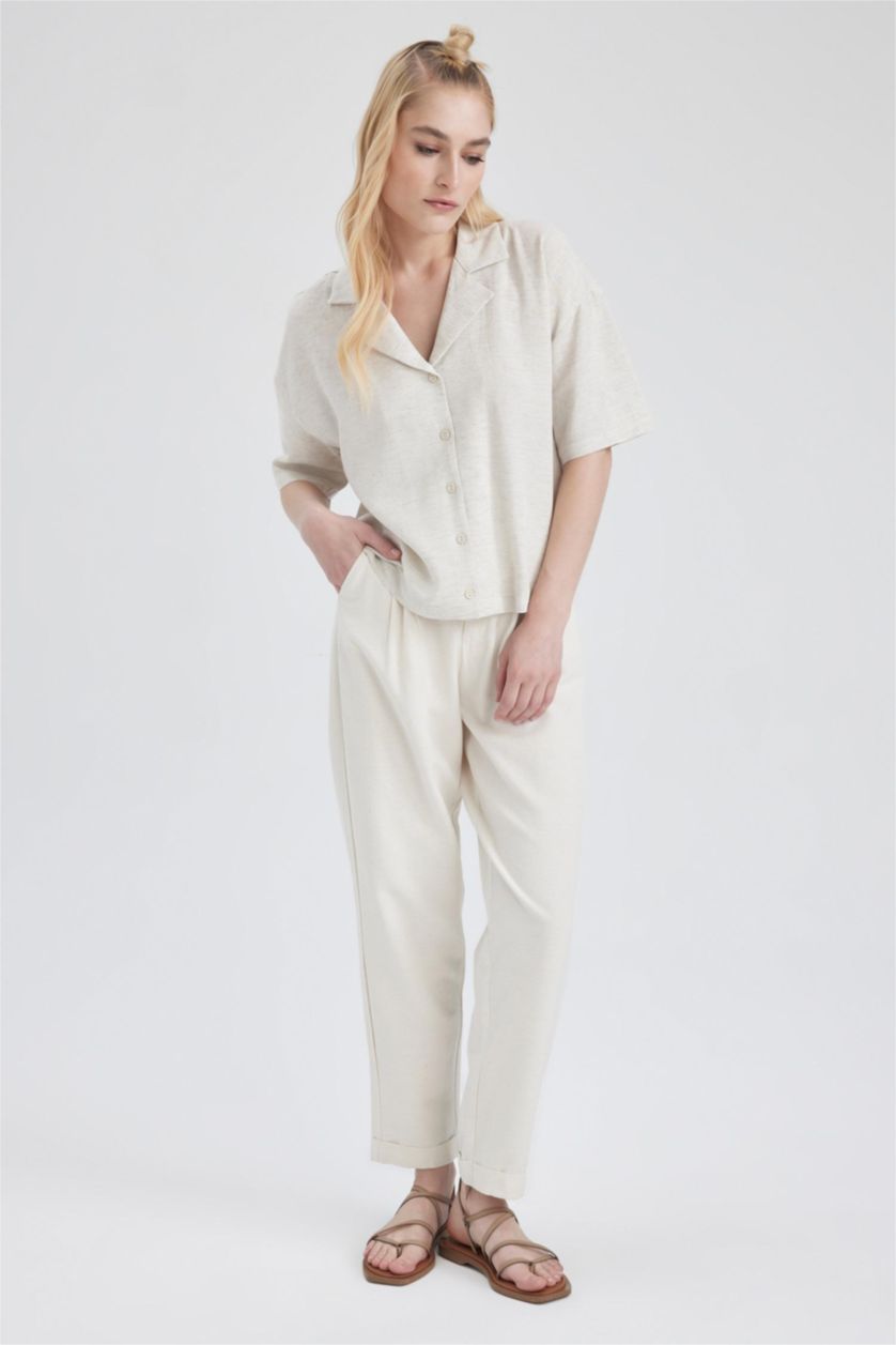 FEMME Écru Taille haute Coupe Ample