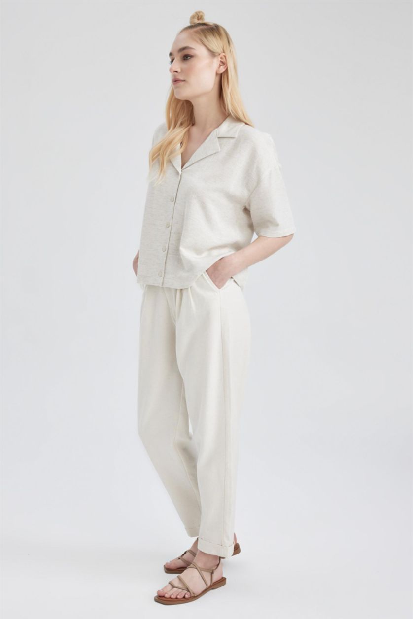 FEMME Écru Taille haute Coupe Ample