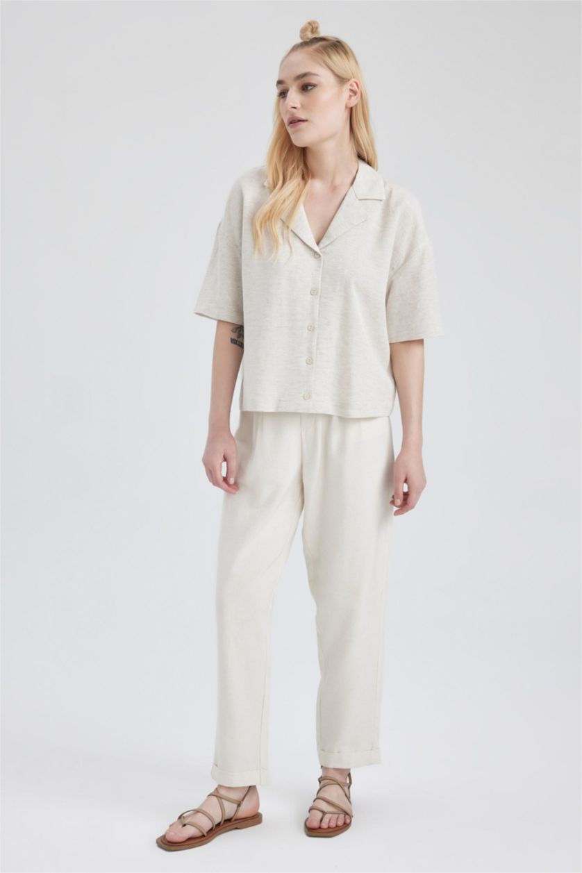 FEMME Écru Taille haute Coupe Ample