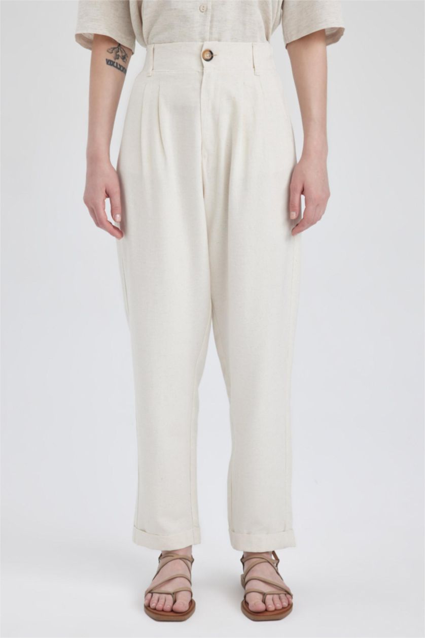 FEMME Écru Taille haute Coupe Ample