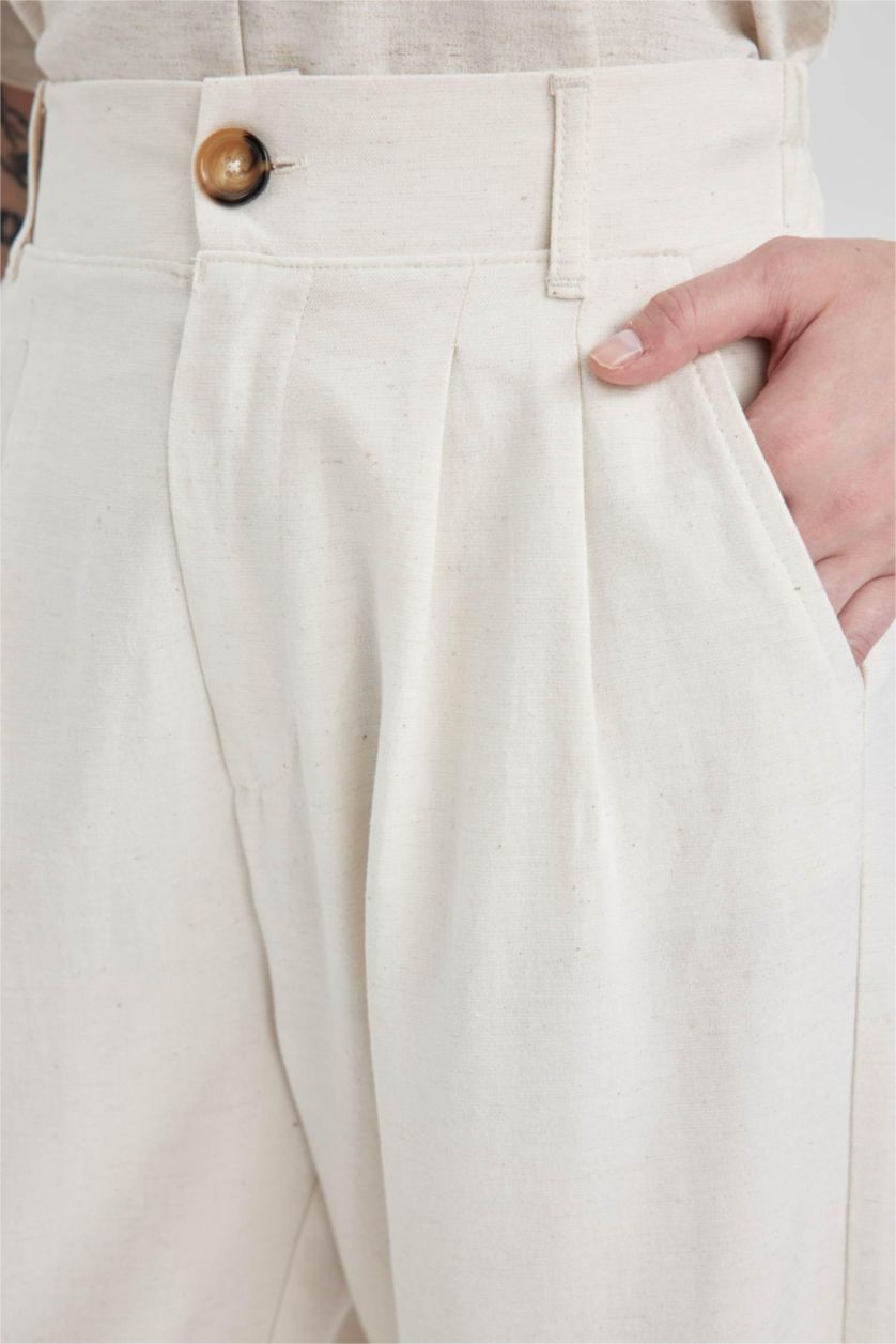 FEMME Écru Taille haute Coupe Ample