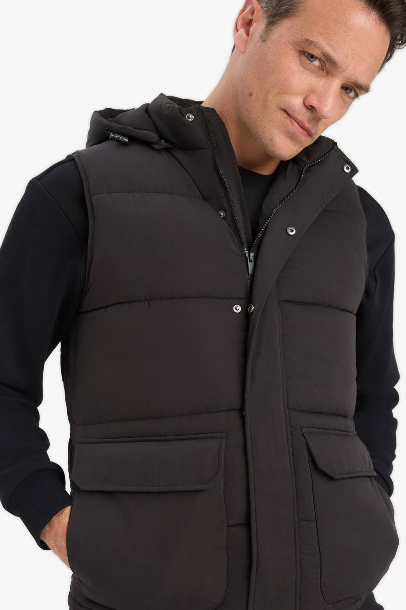 MAN Black Waterproof Regular Fit Puffer Vest