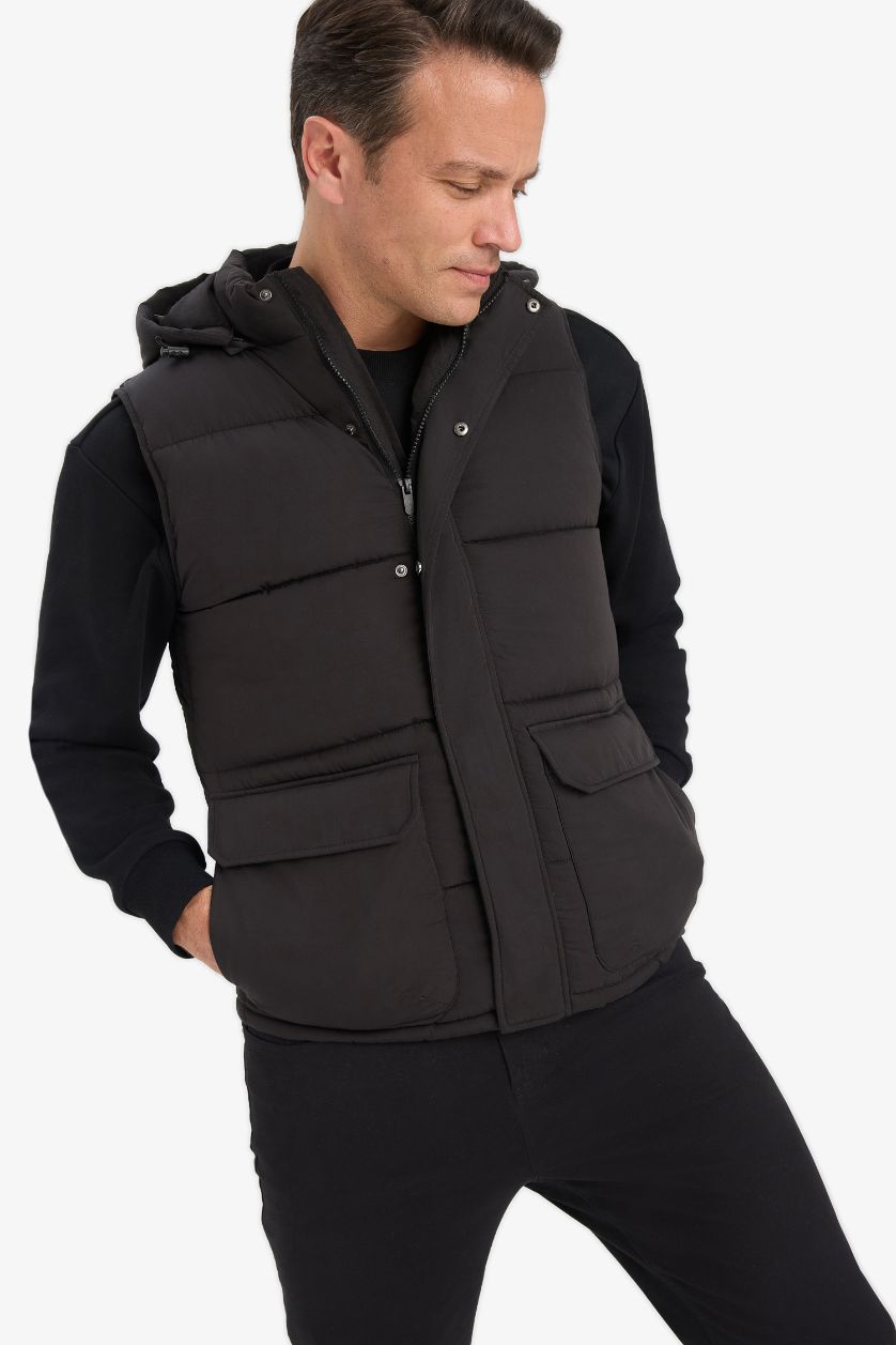 MAN Black Waterproof Regular Fit Puffer Vest