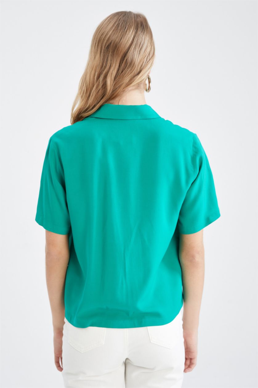 WOMAN Green Regular Fit Short Sleeve Shirt