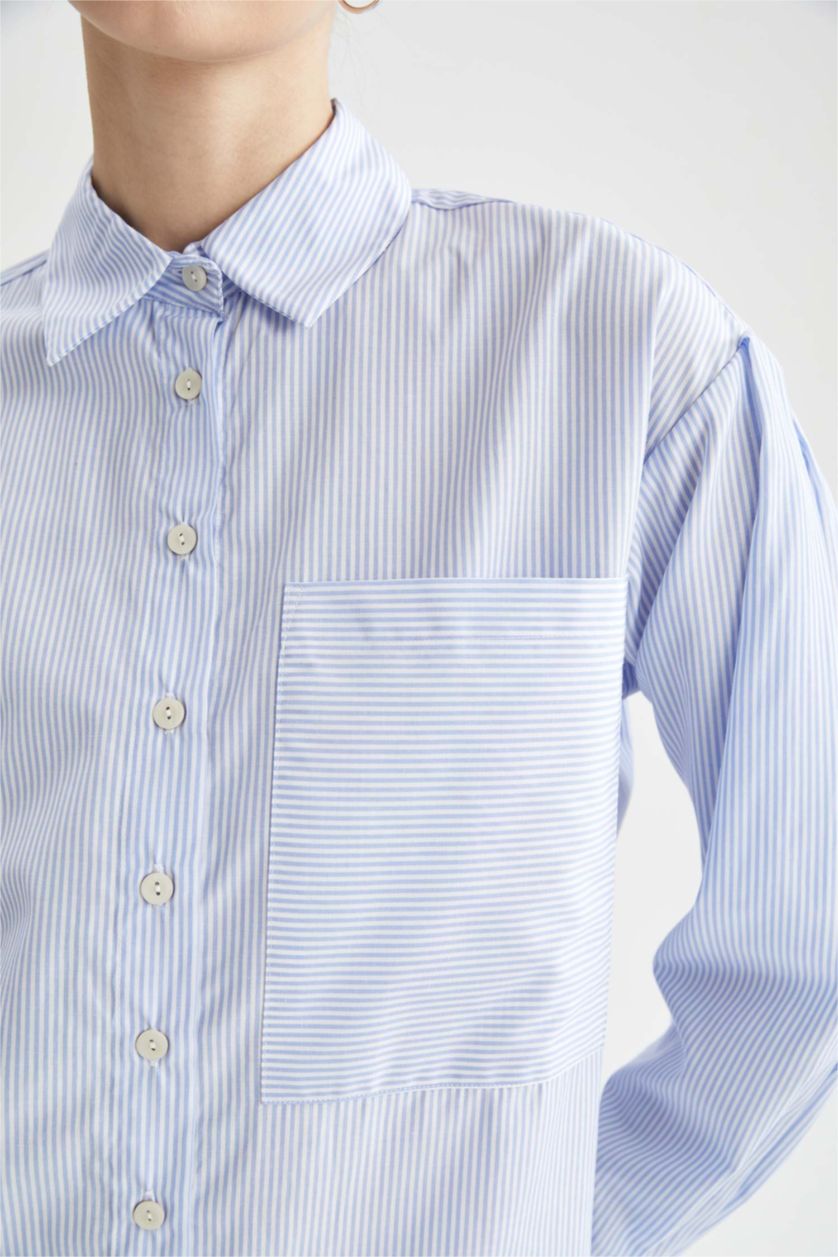 FEMME Bleu Tunique décontractée en popeline de coton à rayures