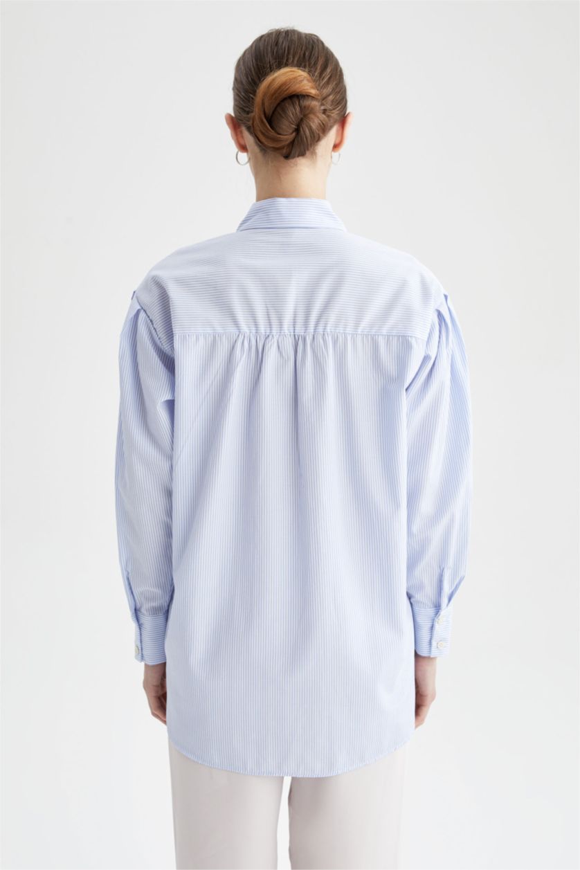 FEMME Bleu Tunique décontractée en popeline de coton à rayures