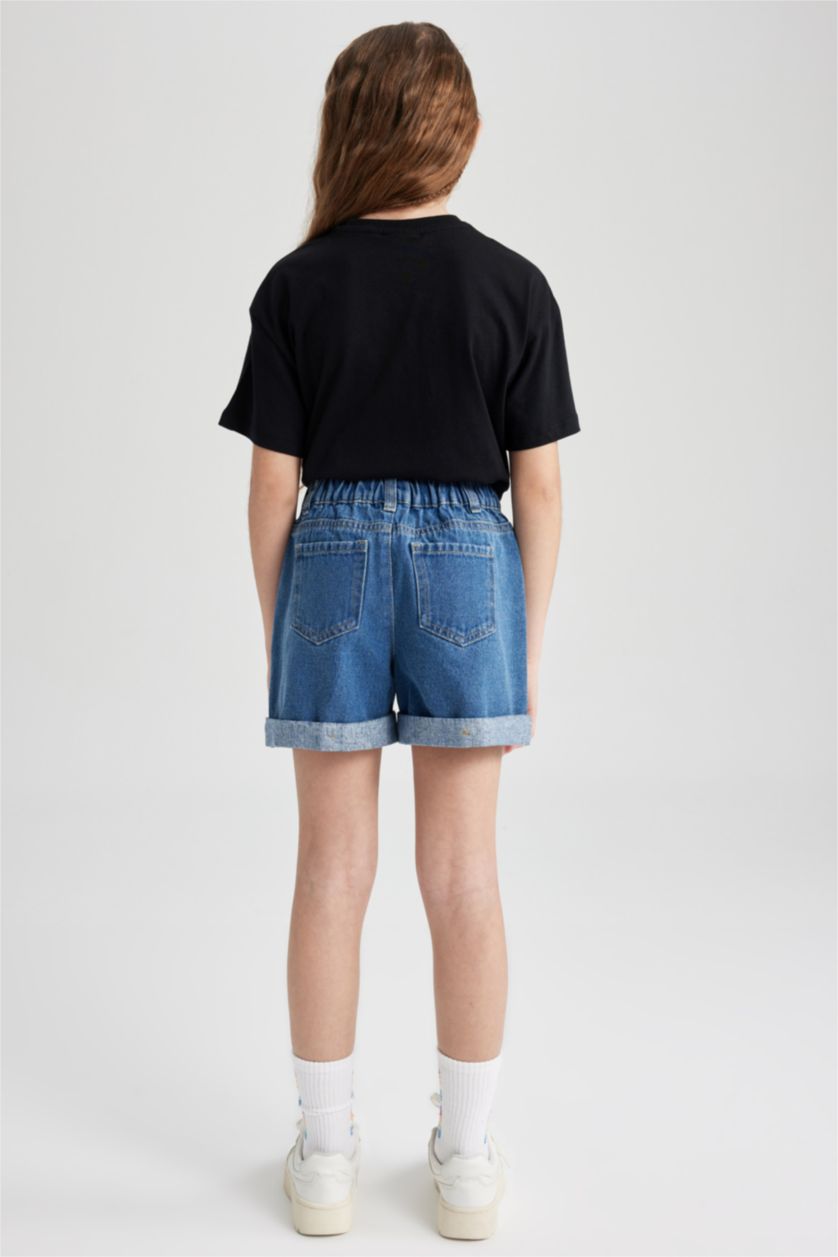 GIRLS & TEENS Blue Girl Mom Fit Mini Jean Short