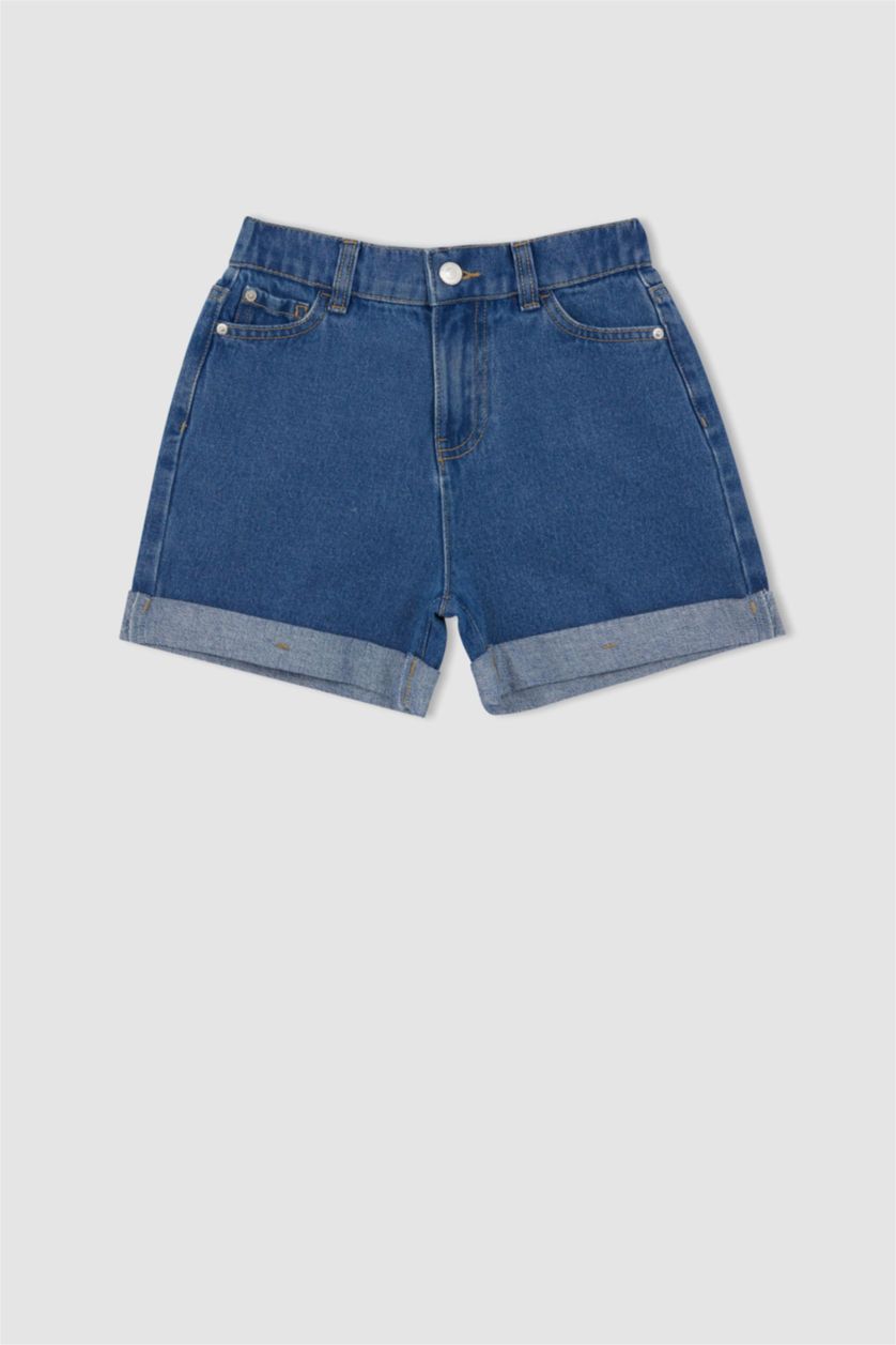 GIRLS & TEENS Blue Girl Mom Fit Mini Jean Short