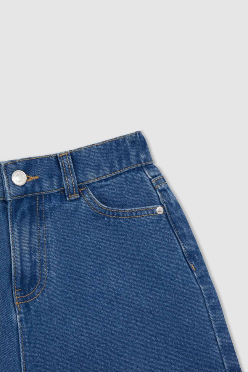 GIRLS & TEENS Blue Girl Mom Fit Mini Jean Short