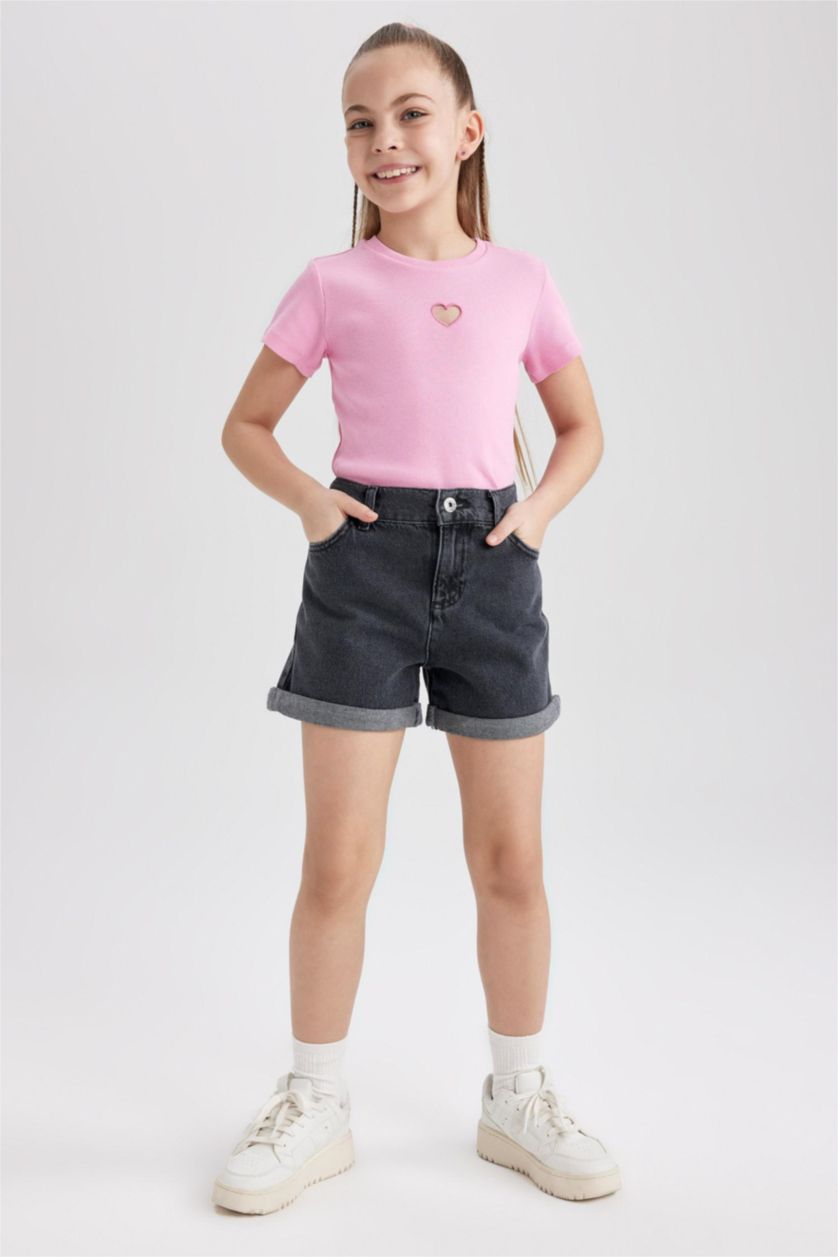 Girls & Teens Anthracite Girl Mom Fit Mini Jean Short