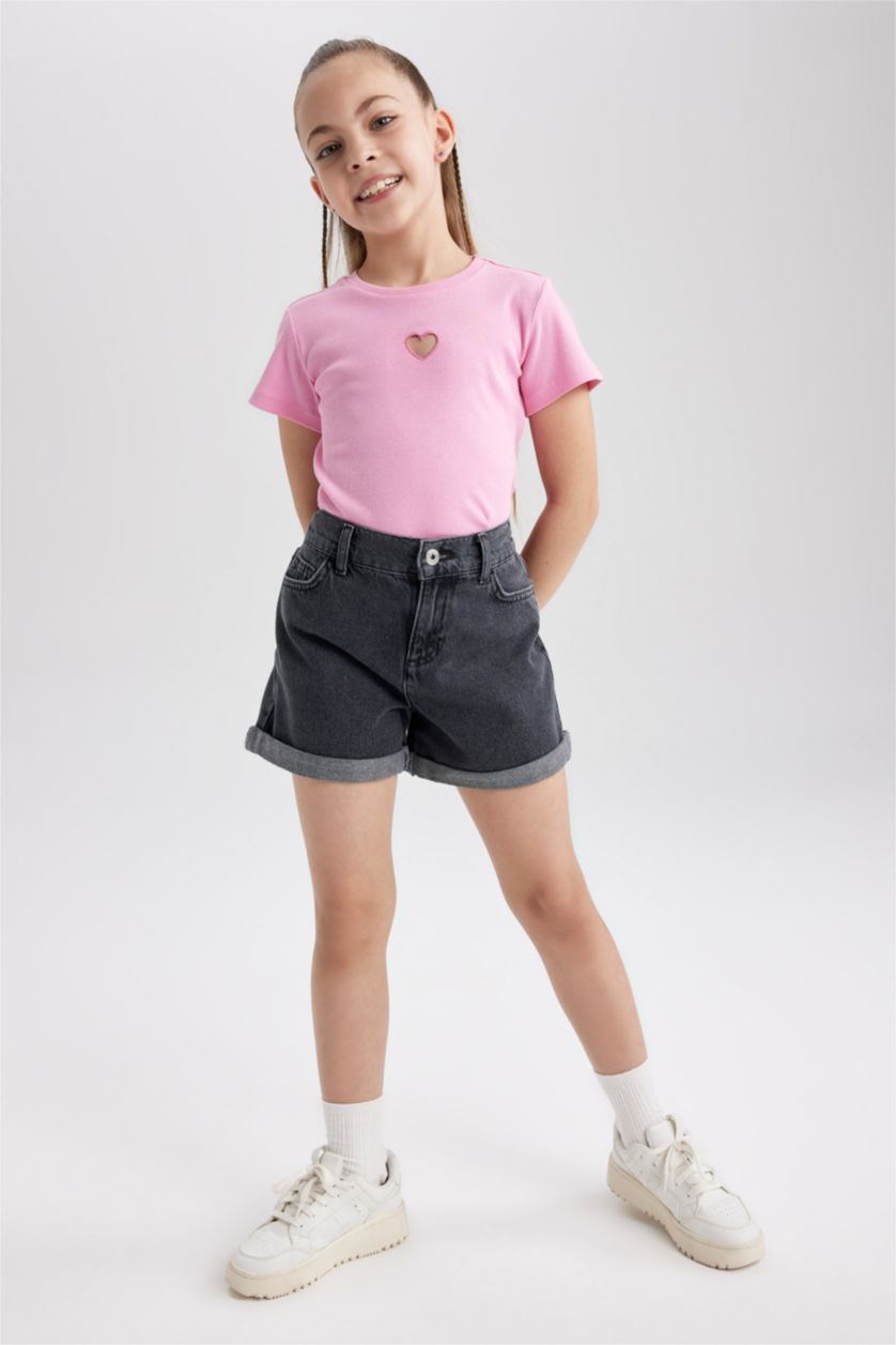 Girls & Teens Anthracite Girl Mom Fit Mini Jean Short