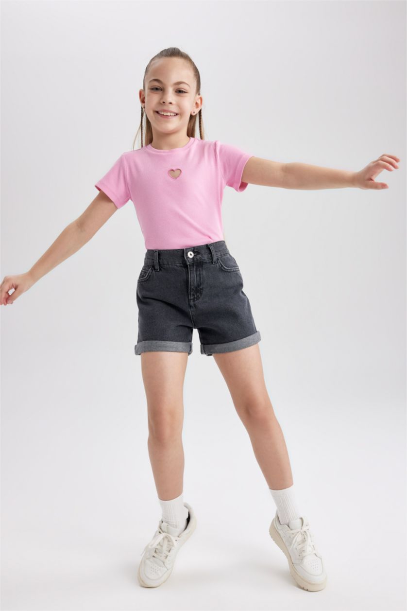 Girls & Teens Anthracite Girl Mom Fit Mini Jean Short