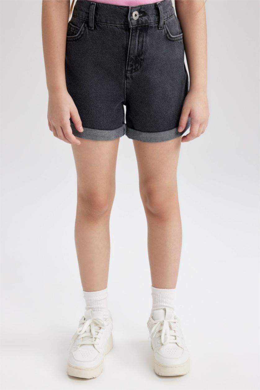 Girls & Teens Anthracite Girl Mom Fit Mini Jean Short