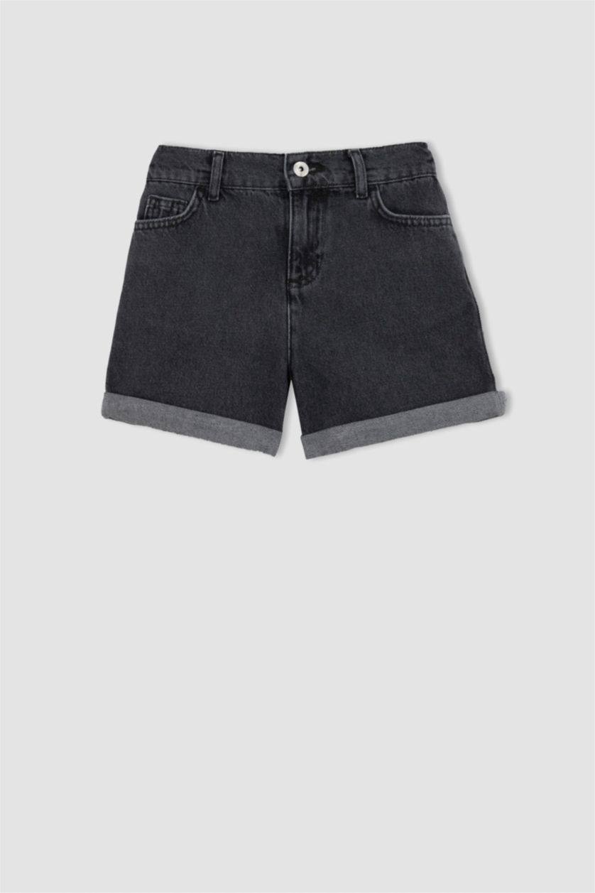 Girls & Teens Anthracite Girl Mom Fit Mini Jean Short