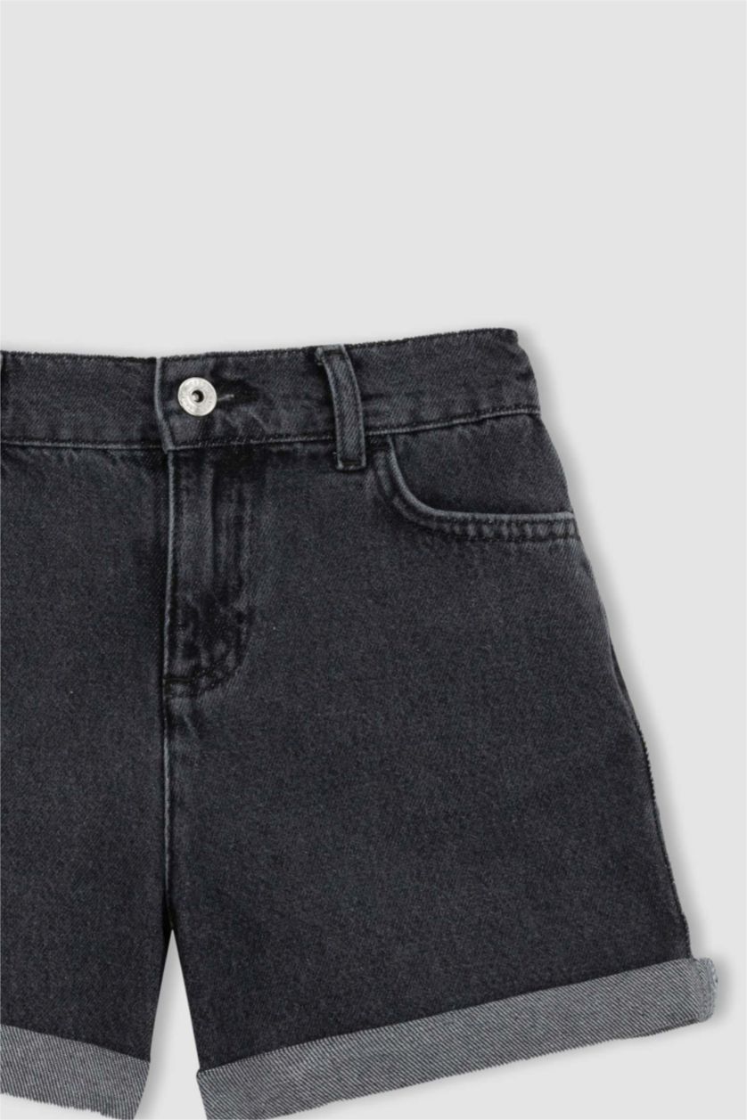 Girls & Teens Anthracite Girl Mom Fit Mini Jean Short