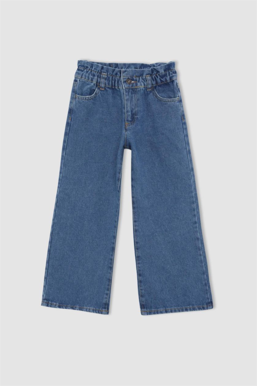 Kız Çocuk - Genç Kız Mavi Kız Çocuk Wide Leg Geniş Paça Jean Pantolon