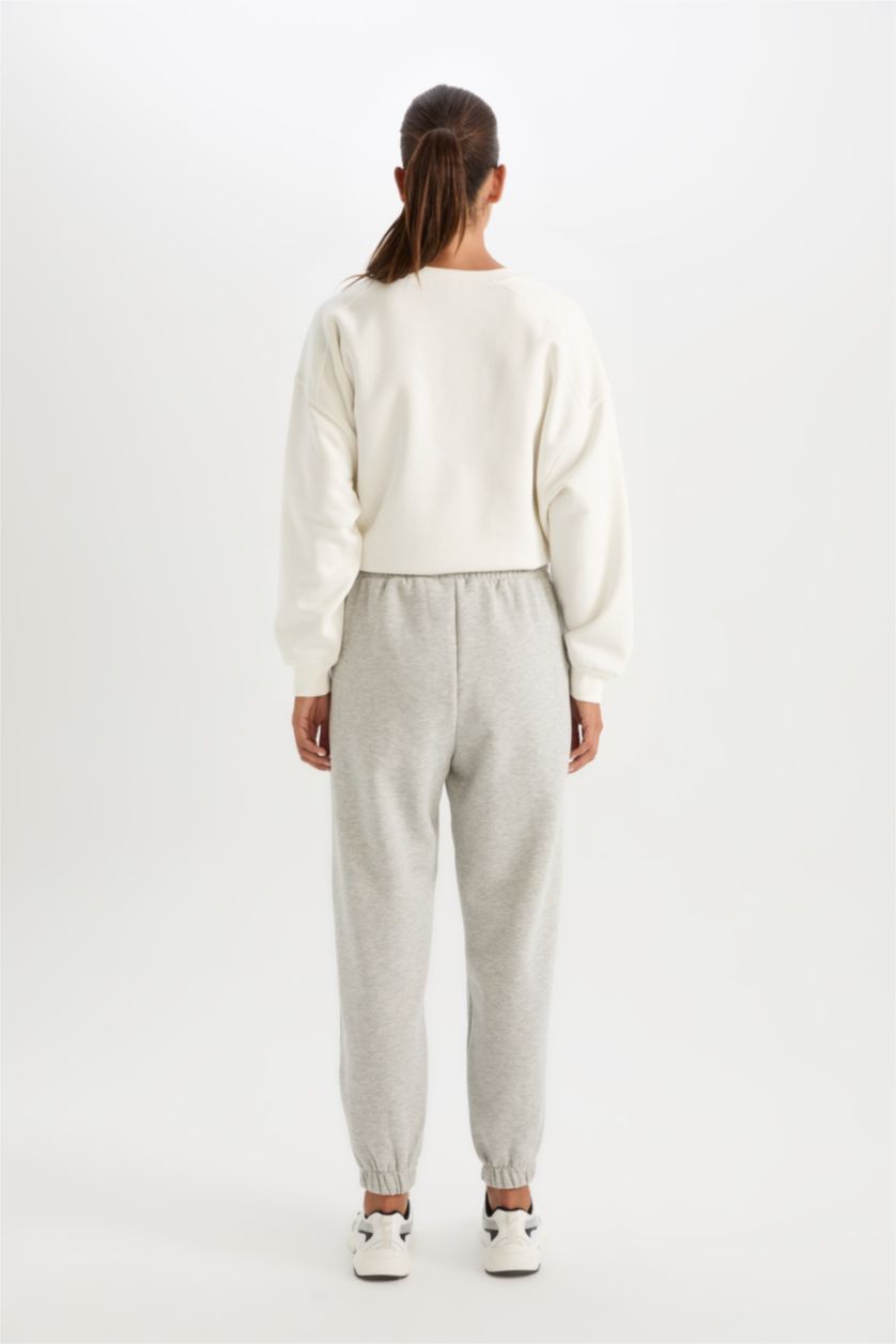 WOMAN Grey Melange NBA Licensed With Pockets Thin Sweatshirt Fabric Trousers