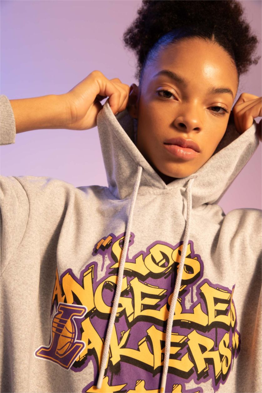 FEMME Gris Sweat- Shirt Coupe Oversize À capuche Kangaroo Memphis Grizzlies