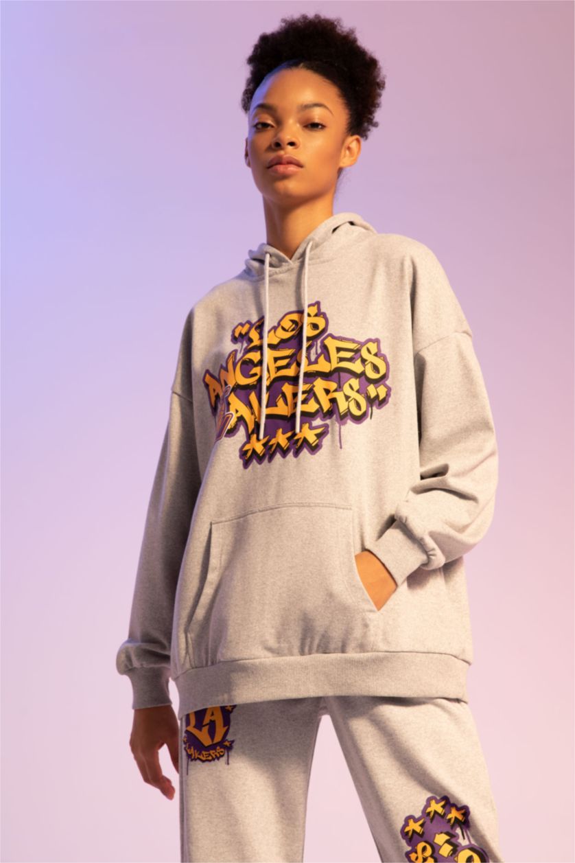 FEMME Gris Sweat- Shirt Coupe Oversize À capuche Kangaroo Memphis Grizzlies