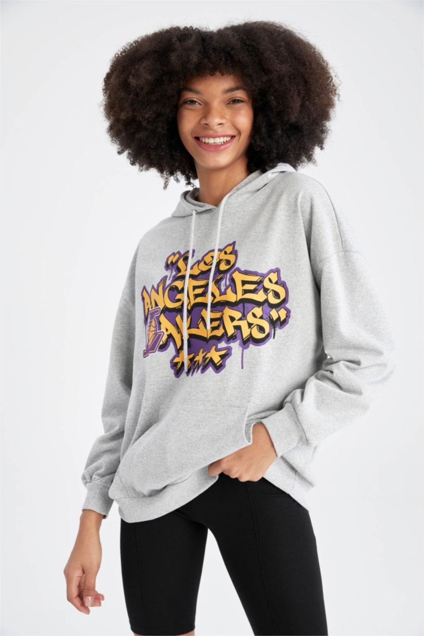 FEMME Gris Sweat- Shirt Coupe Oversize À capuche Kangaroo Memphis Grizzlies