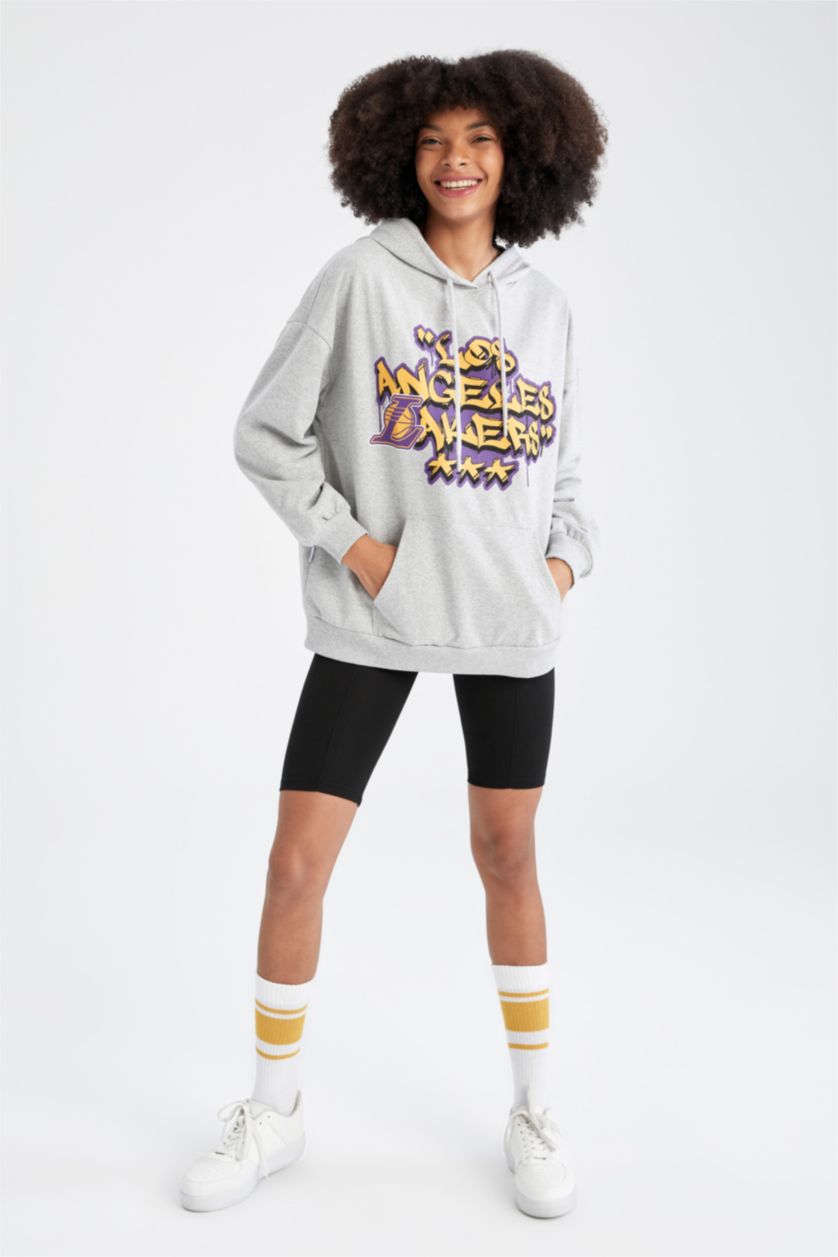 FEMME Gris Sweat- Shirt Coupe Oversize À capuche Kangaroo Memphis Grizzlies