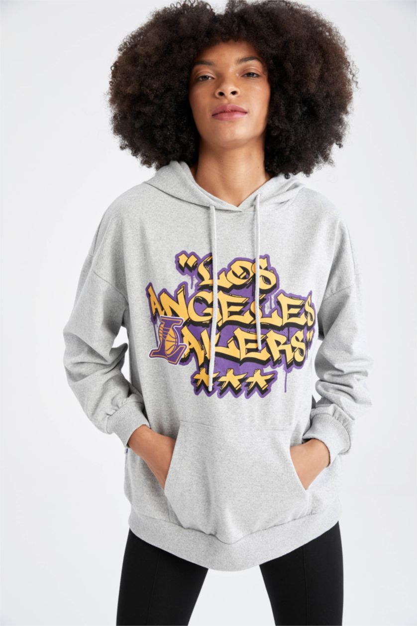 FEMME Gris Sweat- Shirt Coupe Oversize À capuche Kangaroo Memphis Grizzlies
