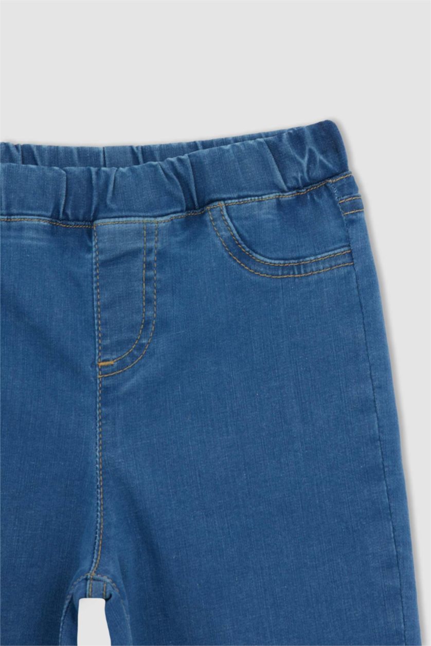 بنات أزرق بنطلون جينز بناتي ضيق بخصر مطاطي