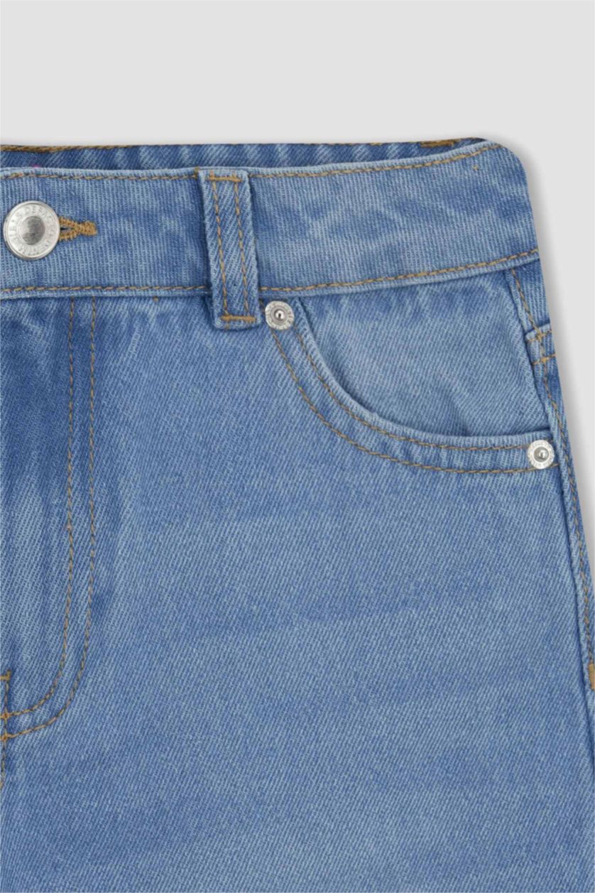 بناتي أزرق فاتح بنطلون جينز بناتي وايد ليج