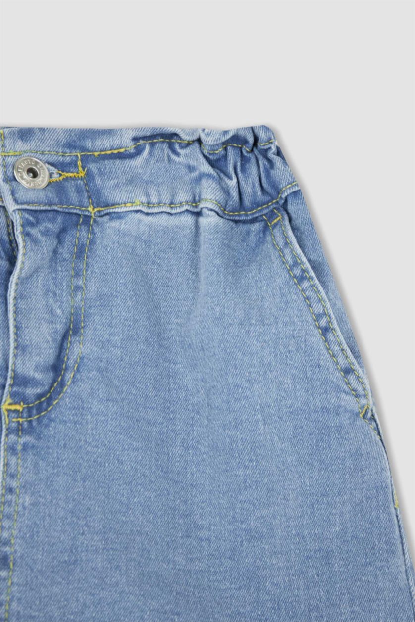 بنات أزرق فاتح تنورة جينز بناتي قصير بقصة مريحة