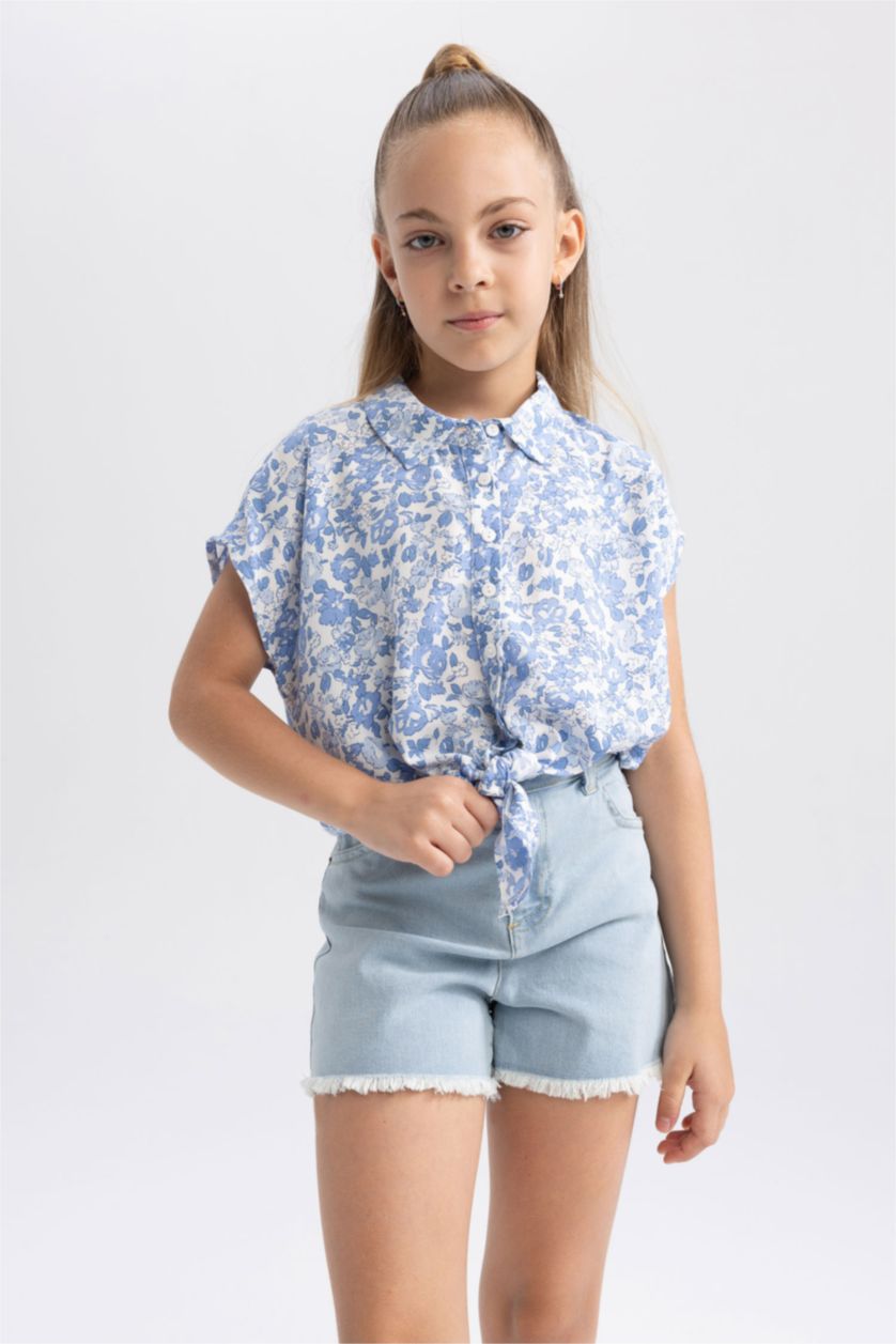 Girls & Teens Ice Blue Girl Skinny Fit Mini Jean Short