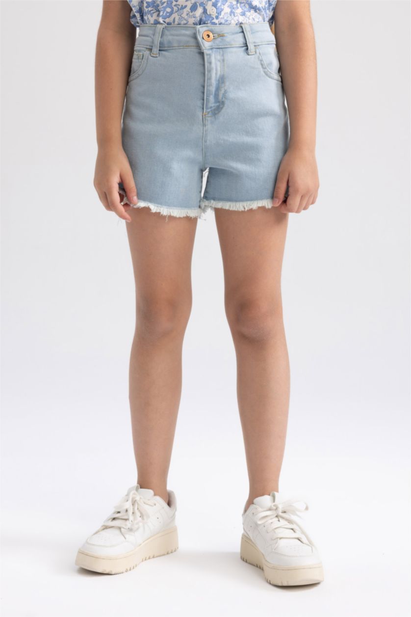 Girls & Teens Ice Blue Girl Skinny Fit Mini Jean Short