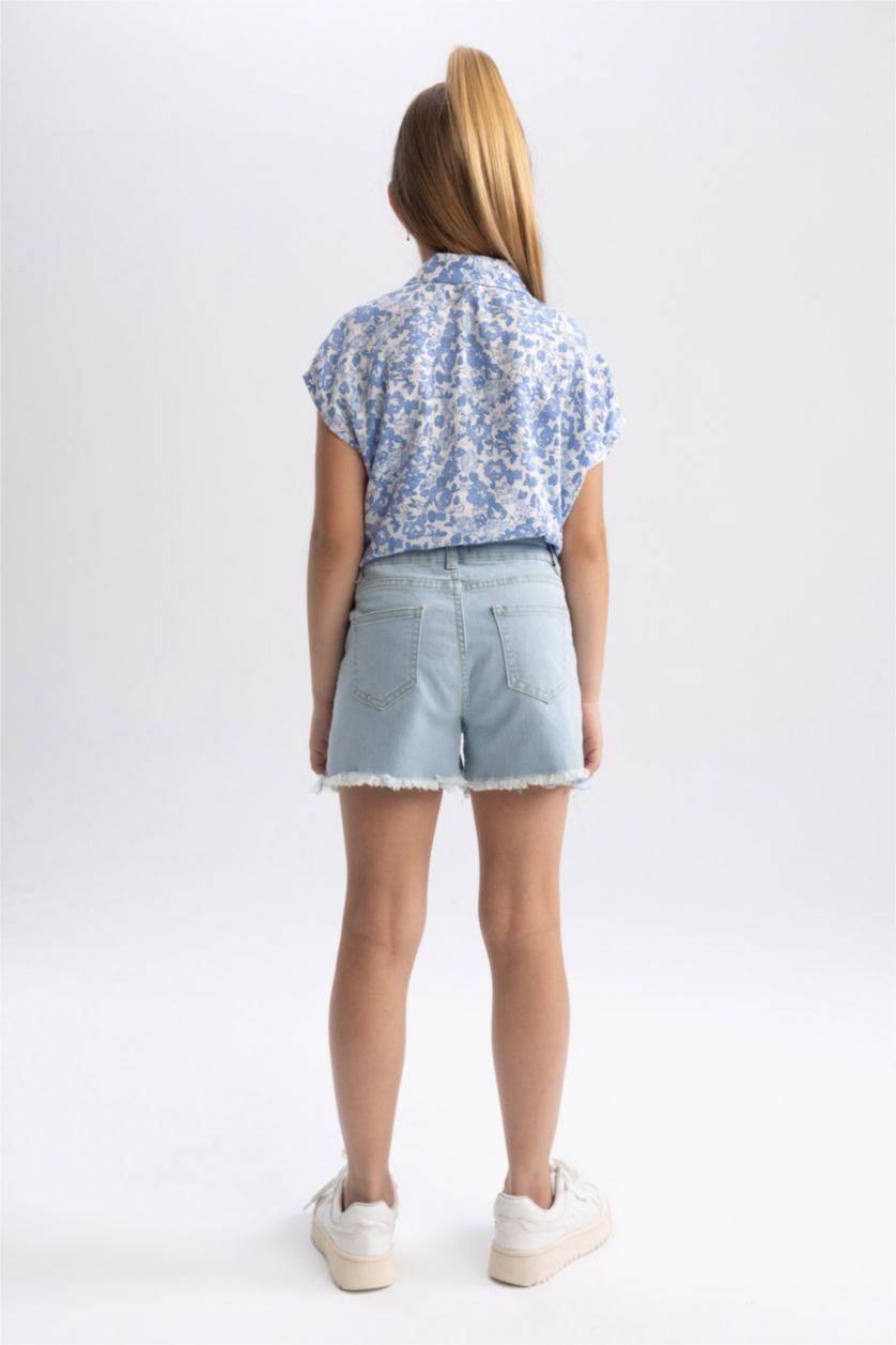 Girls & Teens Ice Blue Girl Skinny Fit Mini Jean Short
