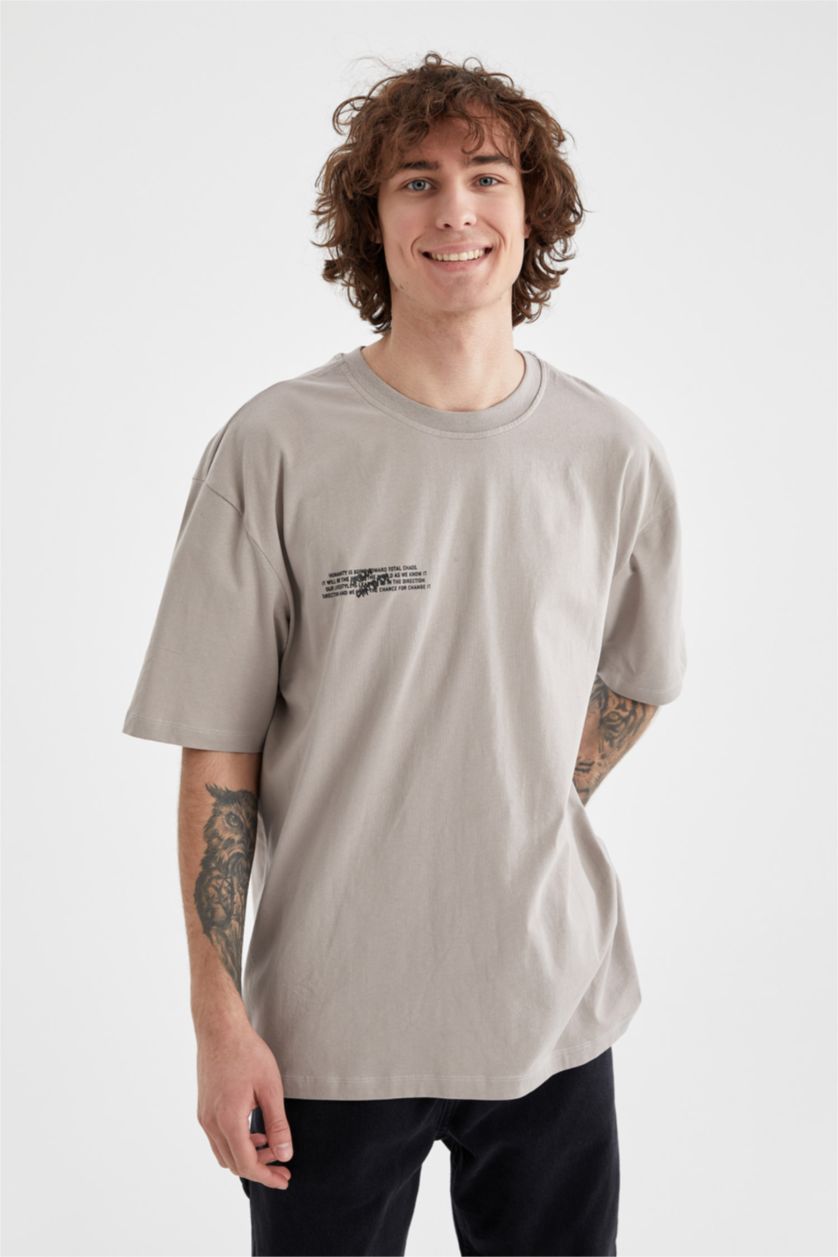 MAN Light Grey Oversize Fit Short Sleeve T-Shirt