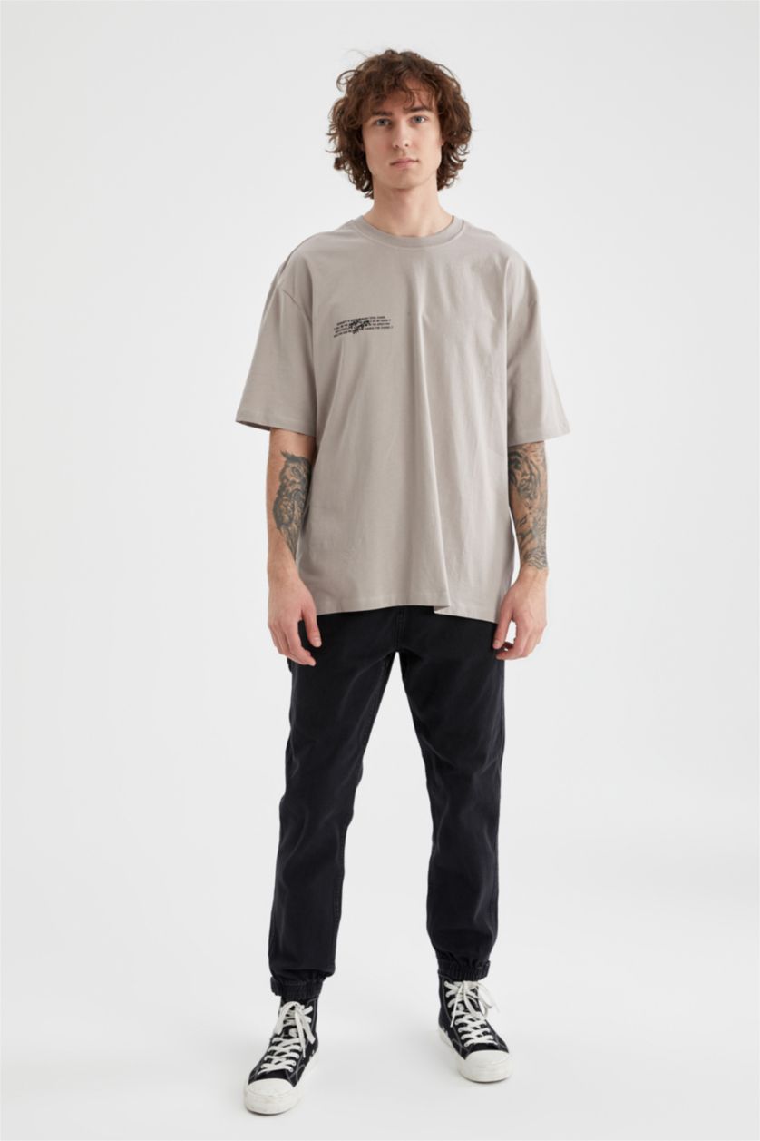 MAN Light Grey Oversize Fit Short Sleeve T-Shirt