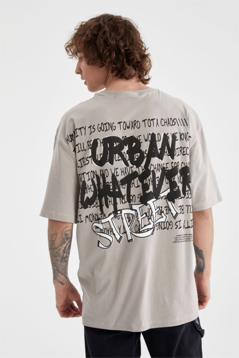 MAN Light Grey Oversize Fit Short Sleeve T-Shirt