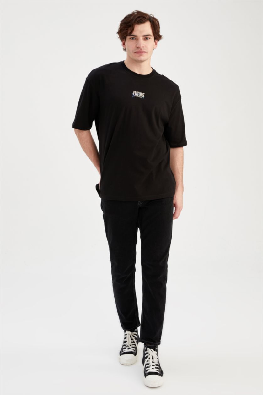 MAN Black Oversize Fit Short Sleeve T-Shirt