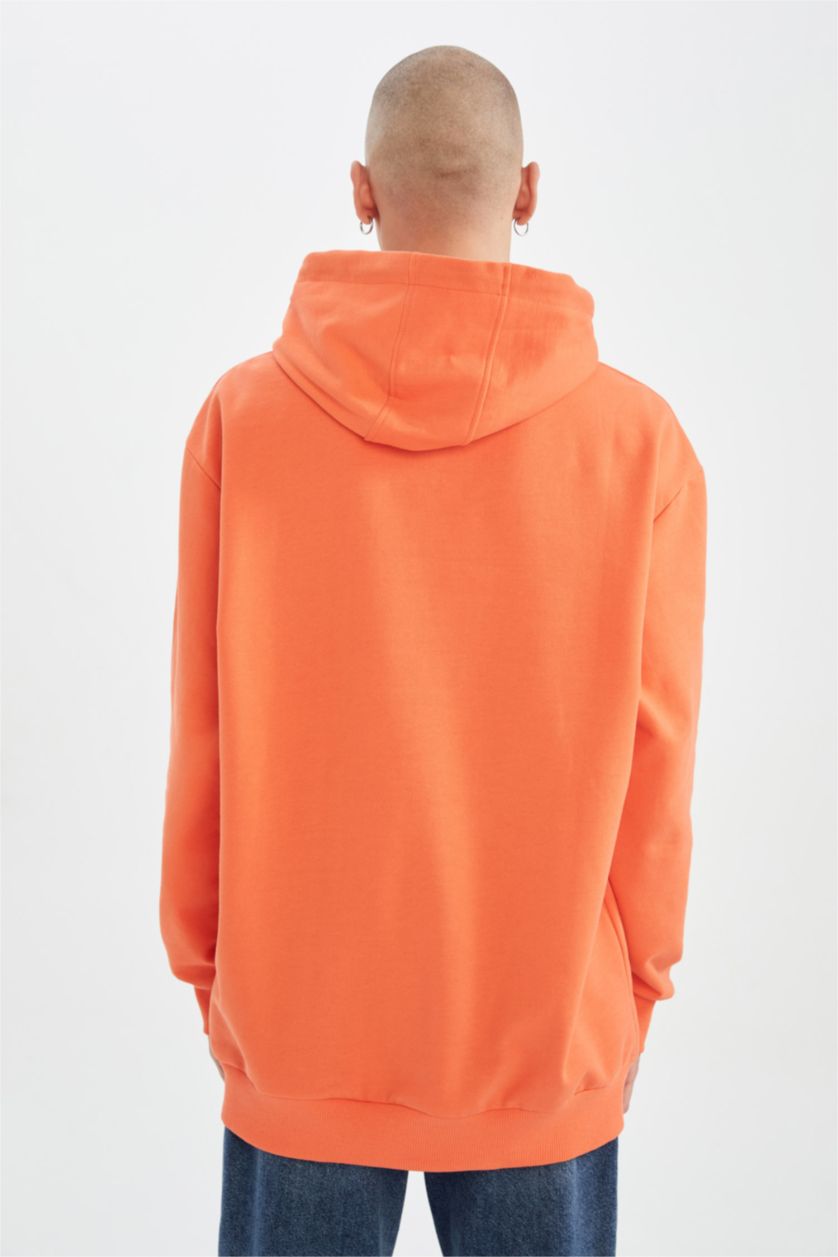 Man Orange Oversize Fit Thin Sweatshirt Fabric Sweatshirt