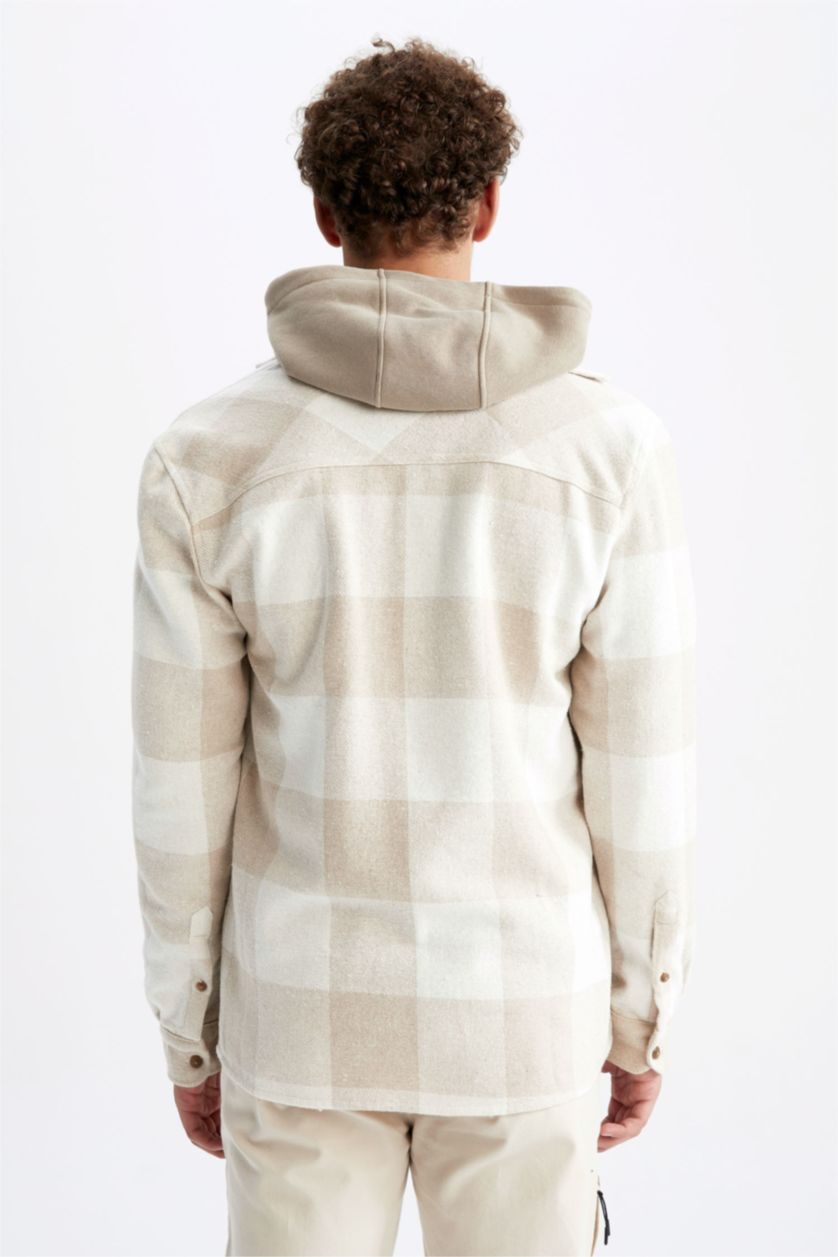 رجال اللون الرملي قميص ياقة قصة عادية