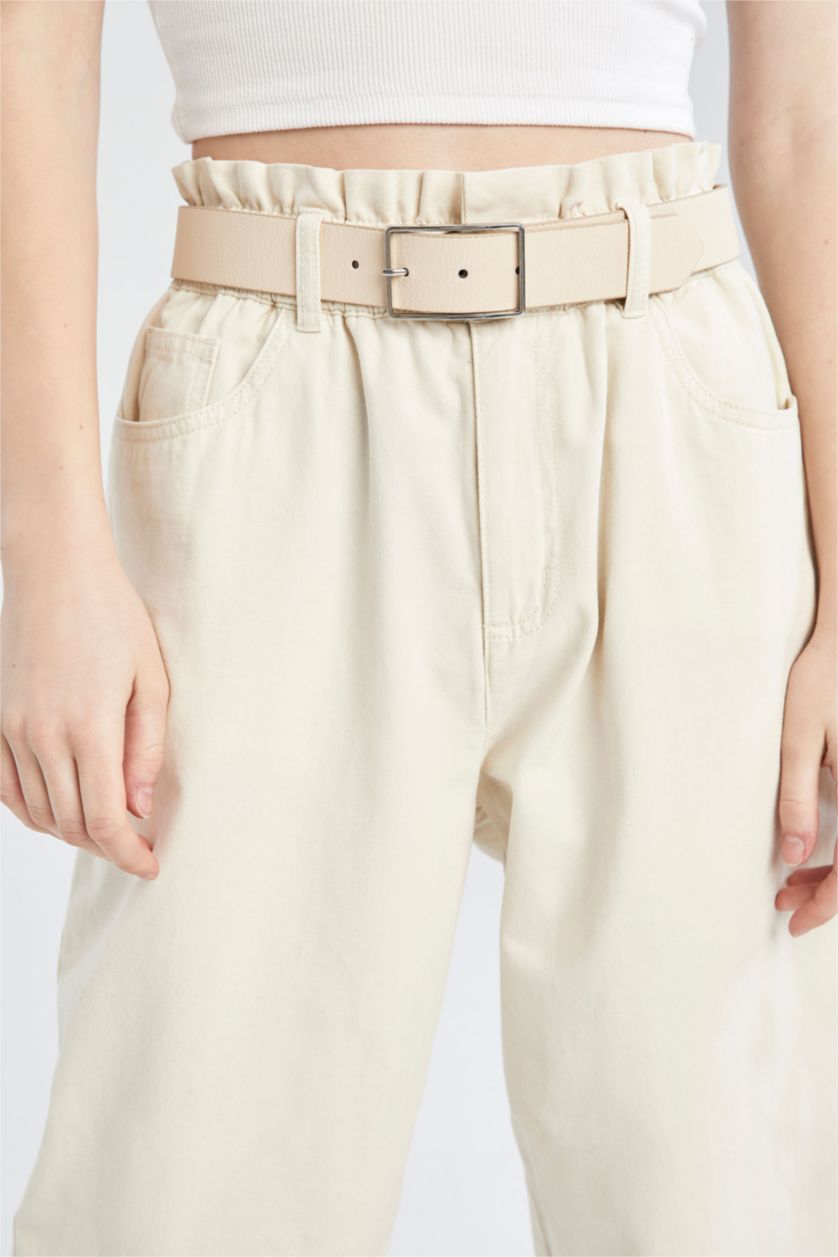 Kadın Nude Kadın Dikdörtgen Toka Suni Deri Kemer