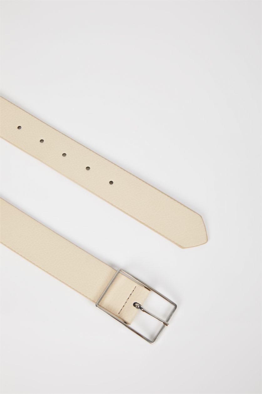 Kadın Nude Kadın Dikdörtgen Toka Suni Deri Kemer