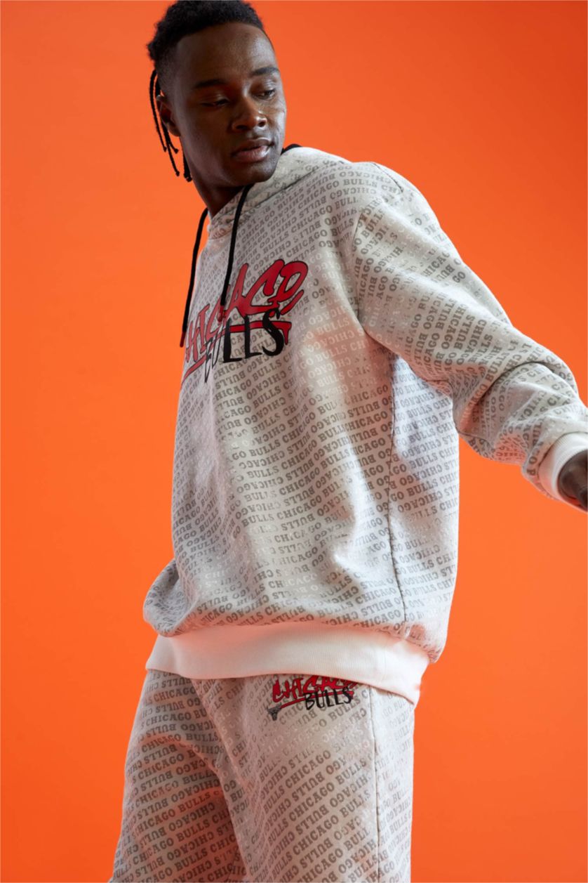 Erkek Ekru Oversıze Kalın Kumaş Sweatshirt