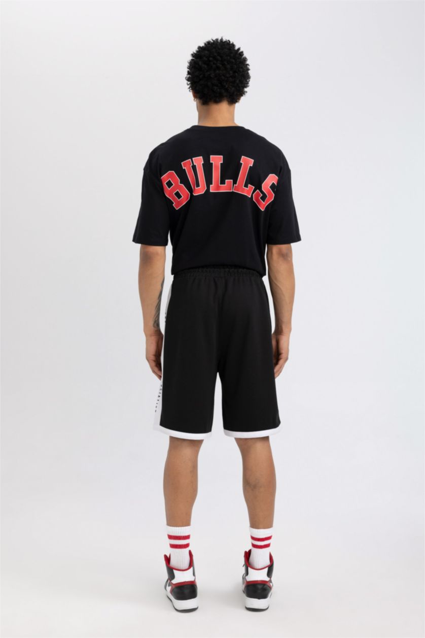 Erkek Siyah DeFactoFit NBA Wordmark Standart Fit Şort