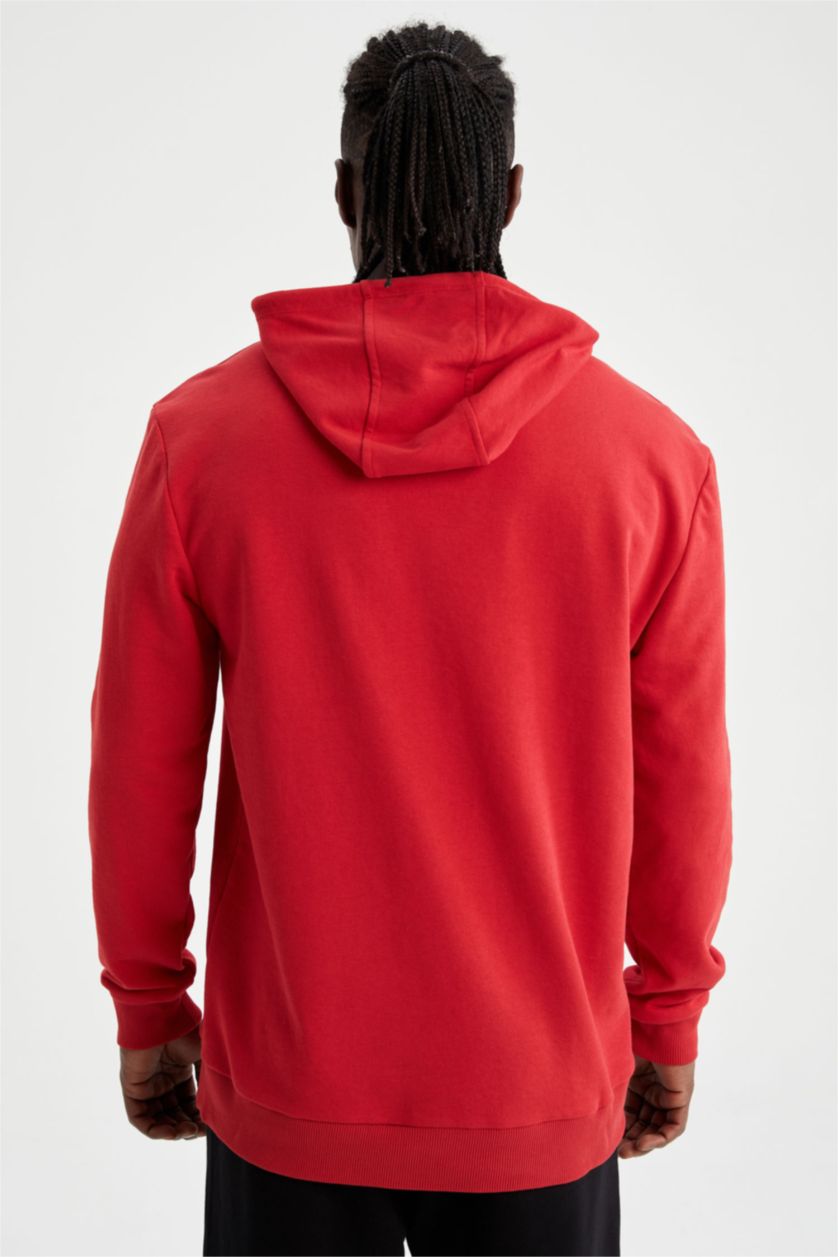 MAN Red Oversized Long Sleeve Chicago Bulls Printed Hoodie