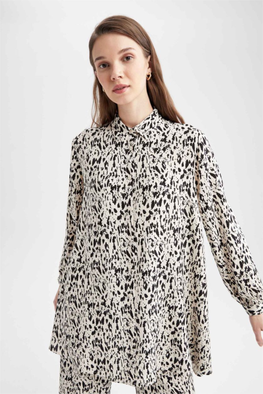 Kadın Camel Regular Fıt Uzun Kollu Tunik