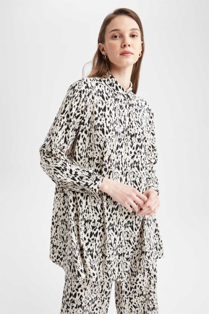 Kadın Camel Regular Fıt Uzun Kollu Tunik