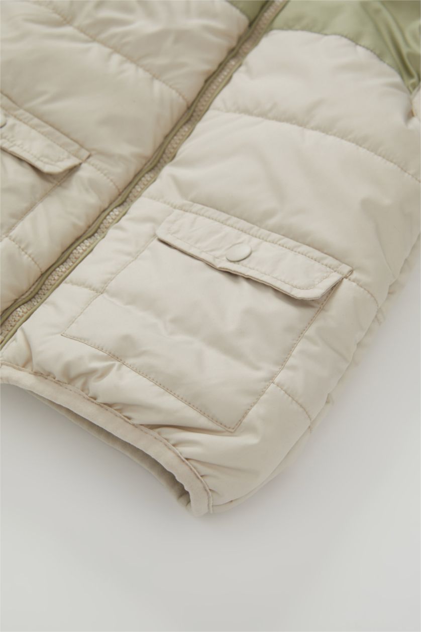 Малыши мальчики Бежевый Жилет стандартного кроя в стиле колор блок из микроволокна для малышей мальчиков